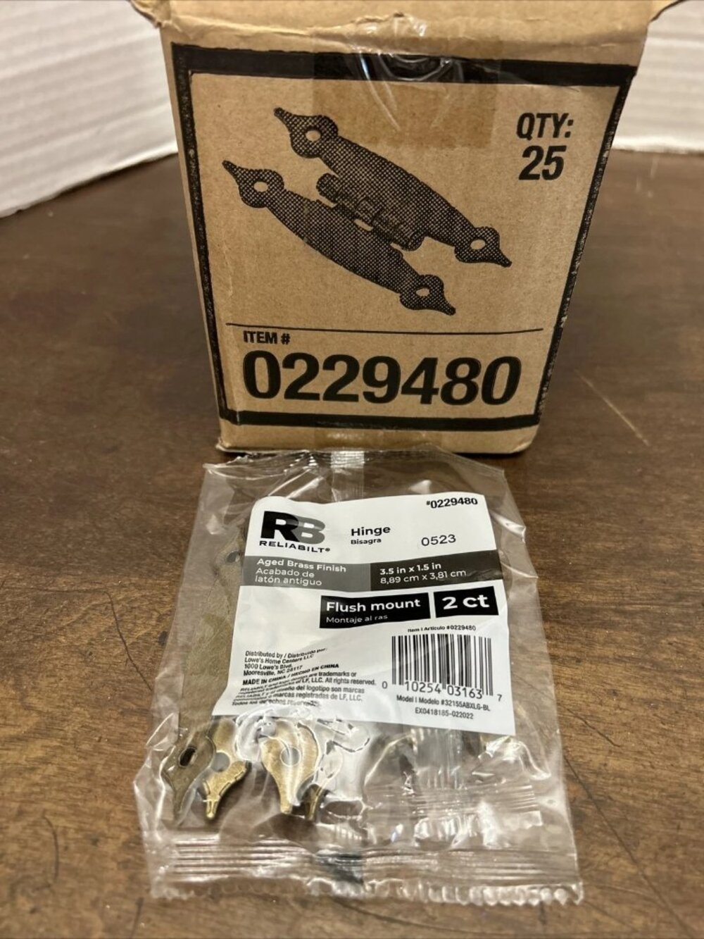 RELIABILT 180-Degree Flush Surface Cabinet Hinges Aged Brass – 25 Pair Bulk Pack